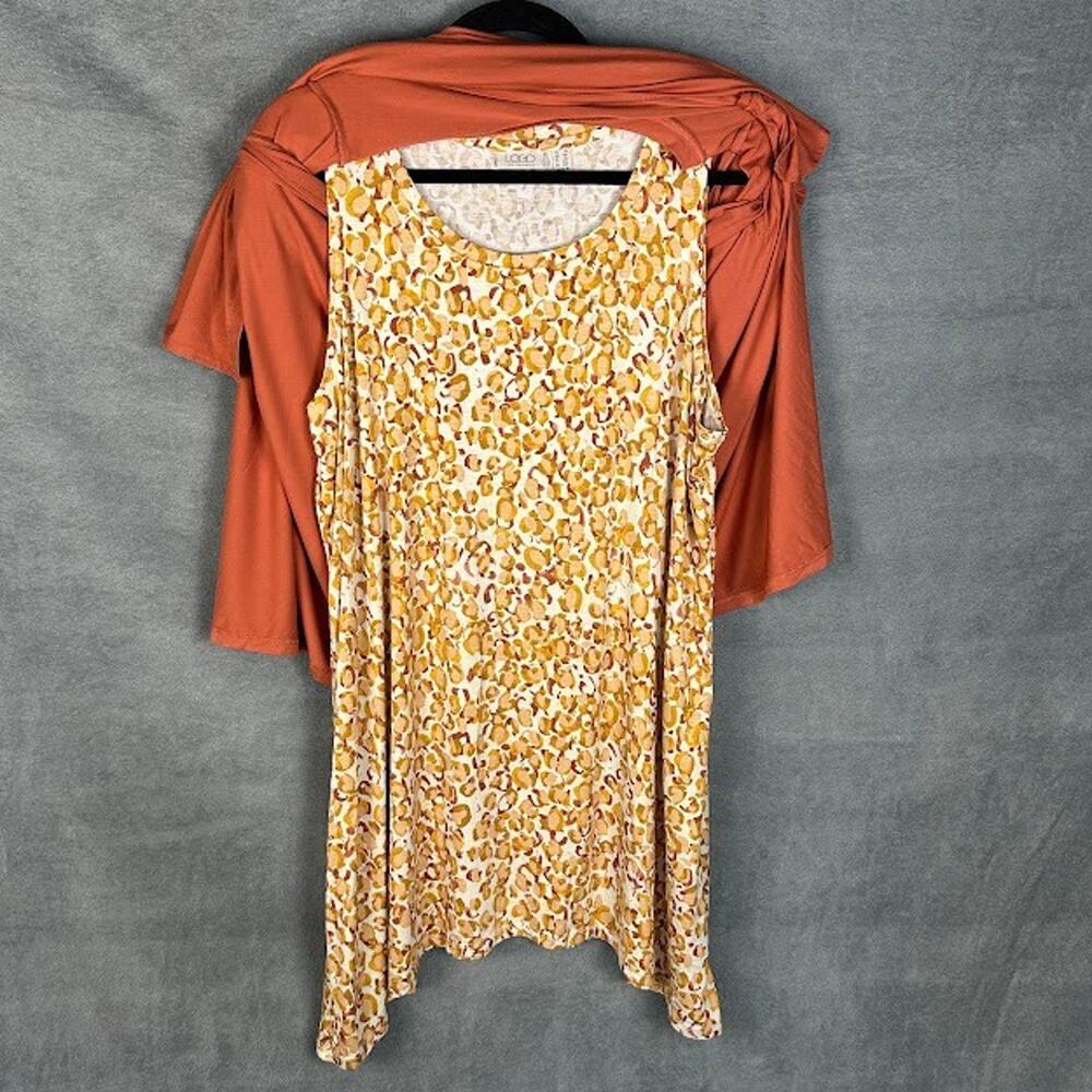 LOGO Lori Goldstein Top Womens 1X Rust 2 Piece Layered Tunic Stretch Lagenlook - Picture 6 of 13